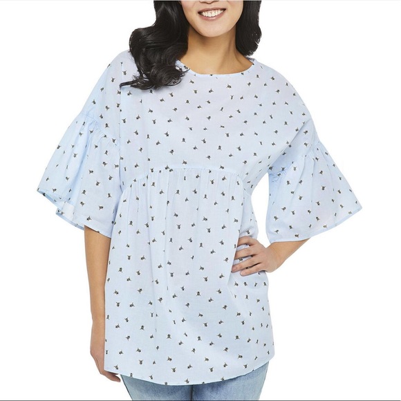 George Tops - Bumblebee Print Ruffle Sleeve Maternity Top 🐝🤰🏻